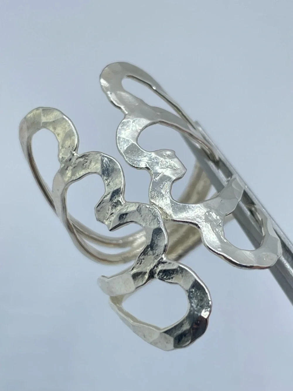 Vintage Taxco Silver Butterfly Wings Abstract Openwork Boho Statement Ring Sz 9
